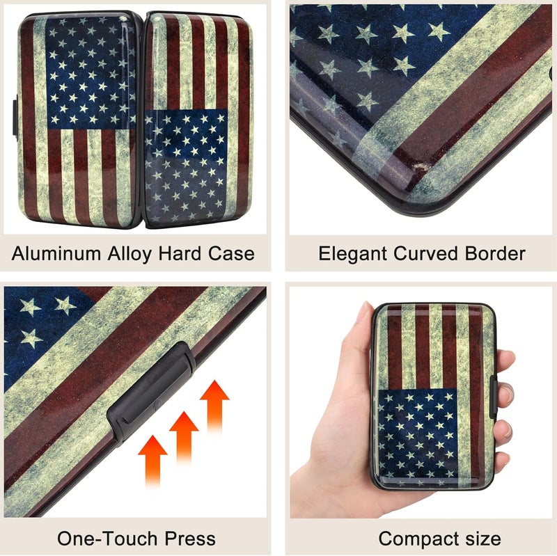 ELFISH Mini RFID Aluminum Wallet Credit Cards Holder Business Card Case Metal ID Case for Men Women (Flag) - Image 3